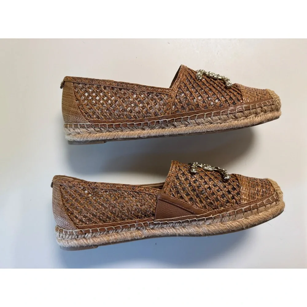 Sam Edelman Chiara Raffia Espadrille‎ Flats Women Size 10.5 M Embellished